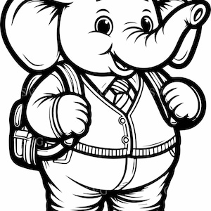 5 éléphant d'école SVG | 5 Clipart éléphant adorable sac à dos | Fichier de découpe de rentrée pour travaux manuels pour enfants