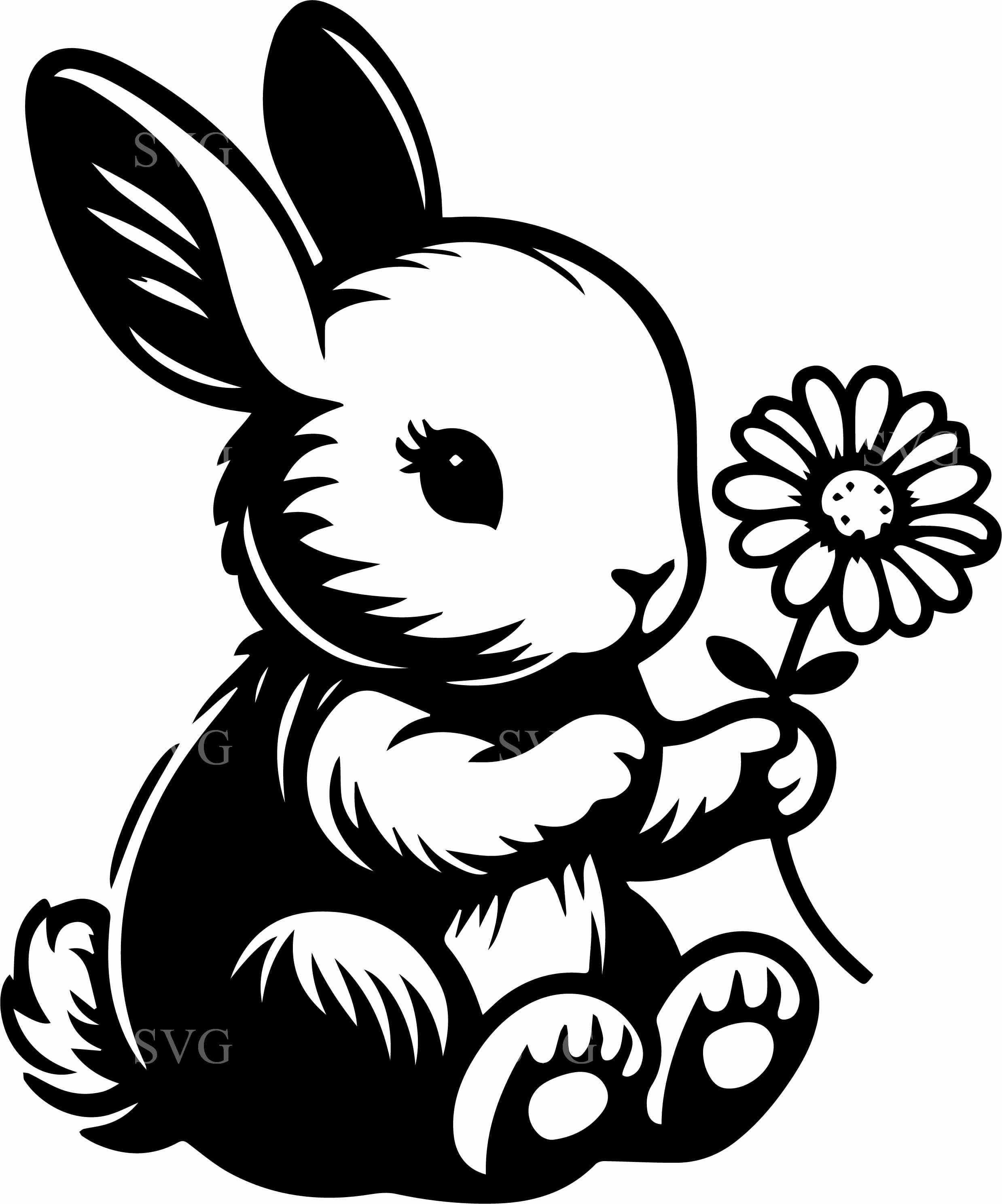 8 Flower Bunny SVG – Spring Rabbit Cut File for Cricut, Kids Craft ...