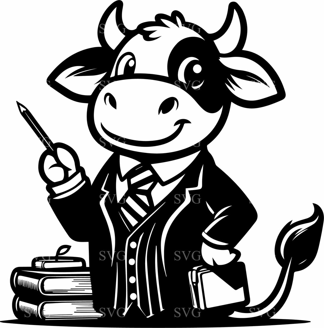 5 Graduation Cow SVG 5 Cut File - Cute Cow in Cap and Gown With Glasses ...