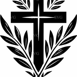 Cross with Olive Branches SVG | 8 Christian Faith Cut File for Cricut | Religious Symbol Clipart Design