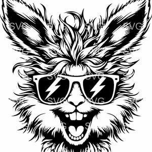 Cool Bunny SVG, 10 lapins avec des lunettes de soleil coupe fichier, Clipart lapin hipster pour Cricut, fichier coupe drôle de lapin
