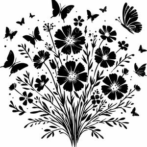 Arquivo de corte SVG com 7 flores silvestres | Buquê inspirado na natureza | Silhueta floral para Cricut e corte a laser