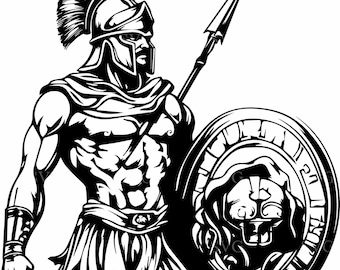 4 Spartan Krieger SVG Schnittdatei - Silhouette Speer und Schild DIY Handwerk