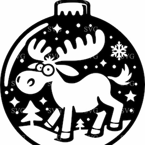 5 Festive Moose SVG Cut File, Christmas Ornament with Moose Scene, Perfect for Holiday Crafts with Cricut & Silhouette