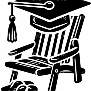 SVG per laurea in pensione, 7 divertenti file di taglio per sedie da laurea, Clipart della classe del 2025, Download digitale dell'ultimo anno, Design laser per laureati rilassati