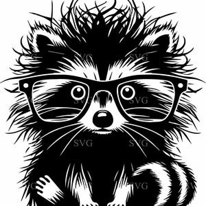 4 Funny Raccoon with Glasses SVG, 4 Quirky Cartoon Animal Cut File, Playful Design for DIY Crafts and Decor