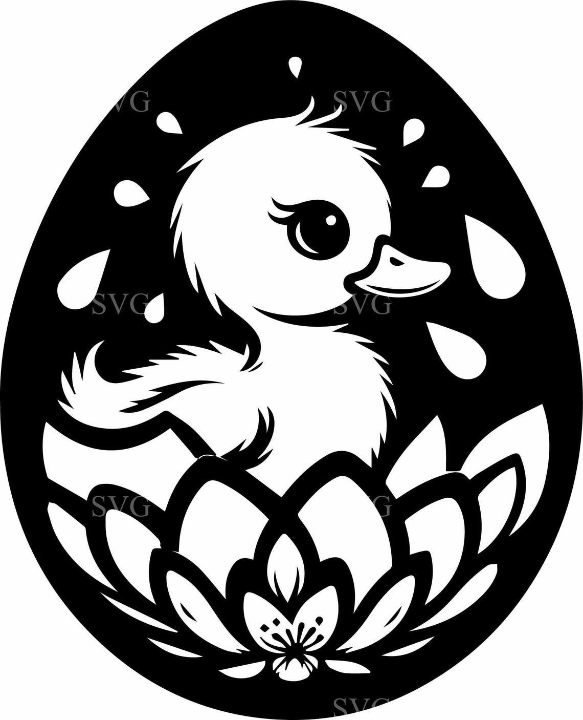 6 Duckling Egg SVG – Baby Duck Cut File for Cricut, Floral Spring Chick ...