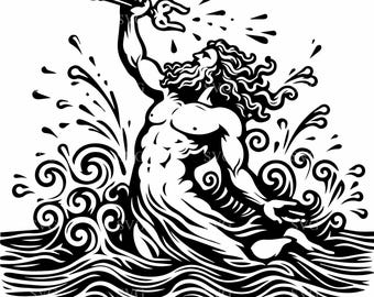 4 Poseidón, dios del mar SVG Poderoso clipart de la mitología griega Cricut y Silhouette