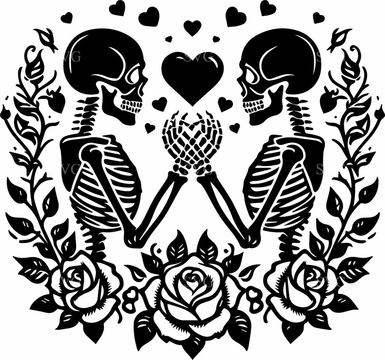 10 Skeleton Lovers SVG – Gothic Couple With Roses Cut File for Cricut ...