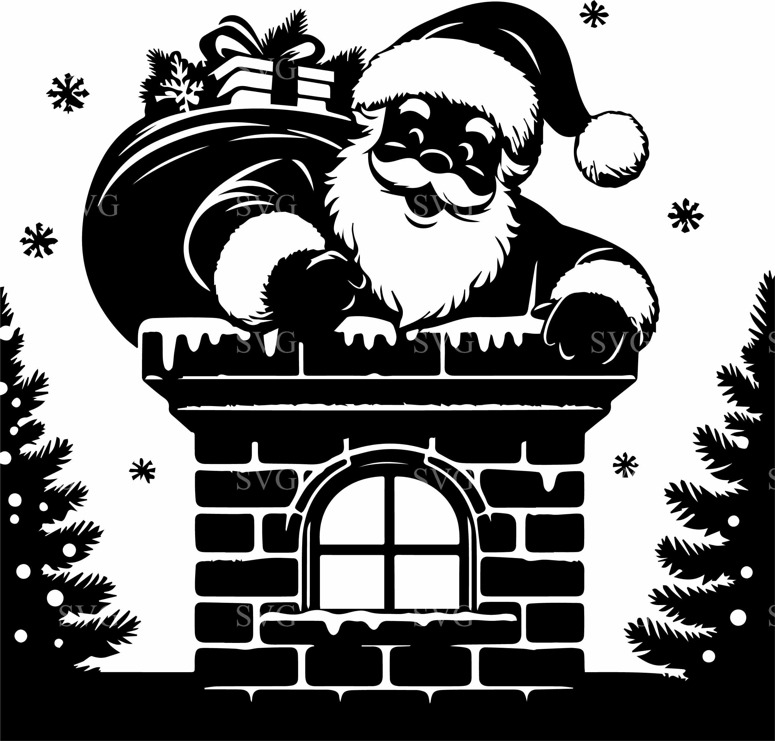6 Santa Claus SVG Cut File | 6 Santa on Roof Christmas Clipart ...