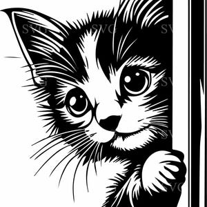 File di taglio SVG 6 "Peeking Cat" - Design adorabile di un gattino per Cricut e Silhouette - Perfetto per progetti fai da te
