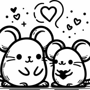 4 Couple Mice SVG Cut File with Heart | Valentine's Day Clipart (Digital Download)