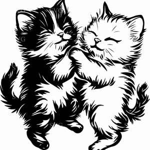 Fichier de coupe SVG 4 chatons dansants - conception de silhouette de chat ludique - art félin mignon pour travaux manuels