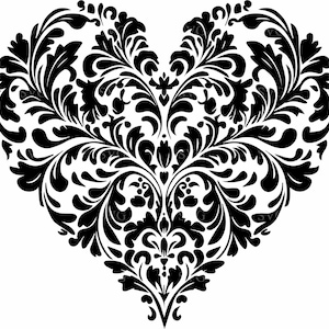 10 sierlijke harten gesneden SVG-bestanden, elegant filigraan bloemenontwerp, romantische decoratieve clipart voor de Cricut en laser Crafts