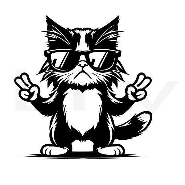 8 Cat Sunglasses SVG Cut File – Fun Vector Art (Digital Download)