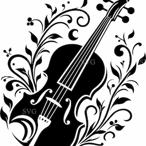 8 Blommig Violin SVG – Botanisk Musik Klippfil (Digital Nedladdning)