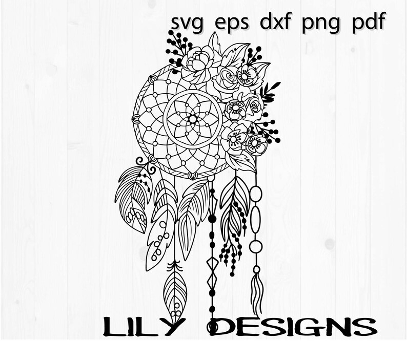 Download Dream catcher with Flower Svg Floral Boho dxf for Cricut ...
