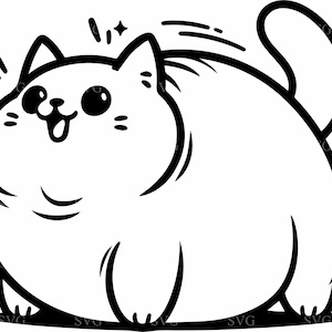 5 Cute Chubby Cat SVG 5 Cut File - Adorable Kitty Clipart for Cricut, Silhouette, DIY Craft Projects