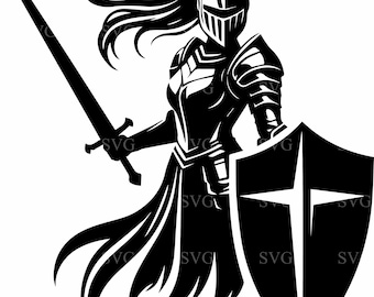 4 Medieval Female Warrior SVG | Knight Lady Silhouette for Cricut | Strong Woman Design for Vinyl and Laser Cutting