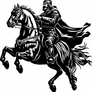 4 Knight on horseback SVG – Warrior silhouette cut file – Medieval riding hero for Cricut crafts, fantasy art, armor vinyl decal