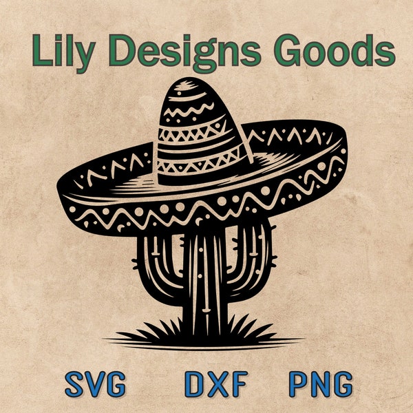 Cactus svg with Sombrero Hat SVG | Mexican Fiesta Theme | PNG, EPS | Party Decorations & Crafts