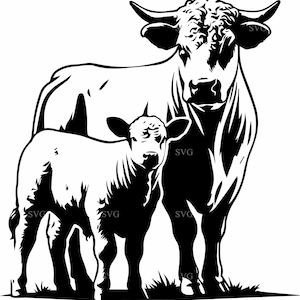 Angus Cow and Calf SVG 4 Cut File | Farm Animal Silhouette for Cricut & Laser Cutting | Cow Clipart Design