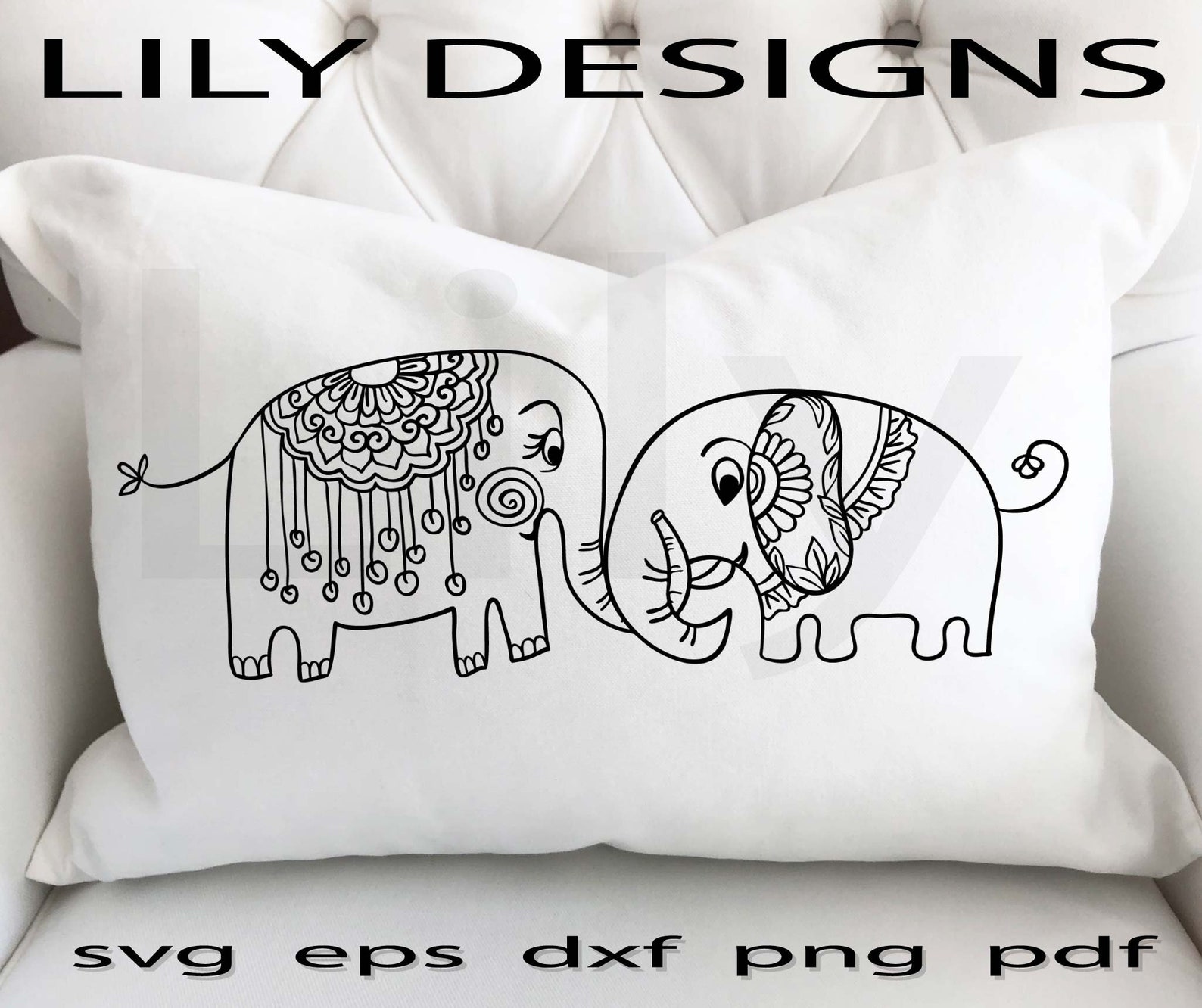 Download Elephant svg mandala elephant love svg dxf cut file | Etsy