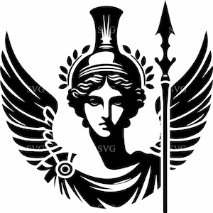 6 déesse guerrière grecque SVG – 6 Clipart Silhouette Athéna antique, casque féminin Sparte PNG, fichier de coupe Cricut mythologie