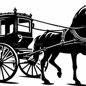 7 Königliche Kutsche SVG 7 Schnittdatei, Elegante Pferdekutsche Silhouette, Vintage Coach Digital Design für Cricut & Vinyl