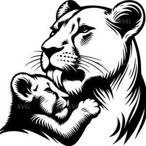 7 Lion SVG – 7 Lioness and cub cut file – Safari animal silhouette for Cricut crafts, wildlife decor, jungle nursery, big cat art