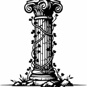 7 Ivy wrapped column clipart – Greek pillar SVG – Ancient ruins cut file for tattoos, decor, history lovers, stickers, crafts