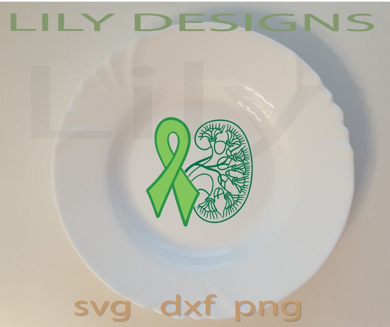 Green Ribbon Kidney Disease Svg Organ Donor World Kidney Day Etsy