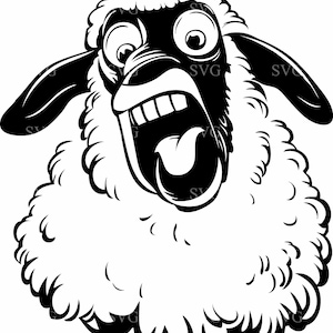 Silhouette di pecora divertente SVG 4 file di taglio - Design di animali da fattoria esilarante - Progetto di artigianato fai da te