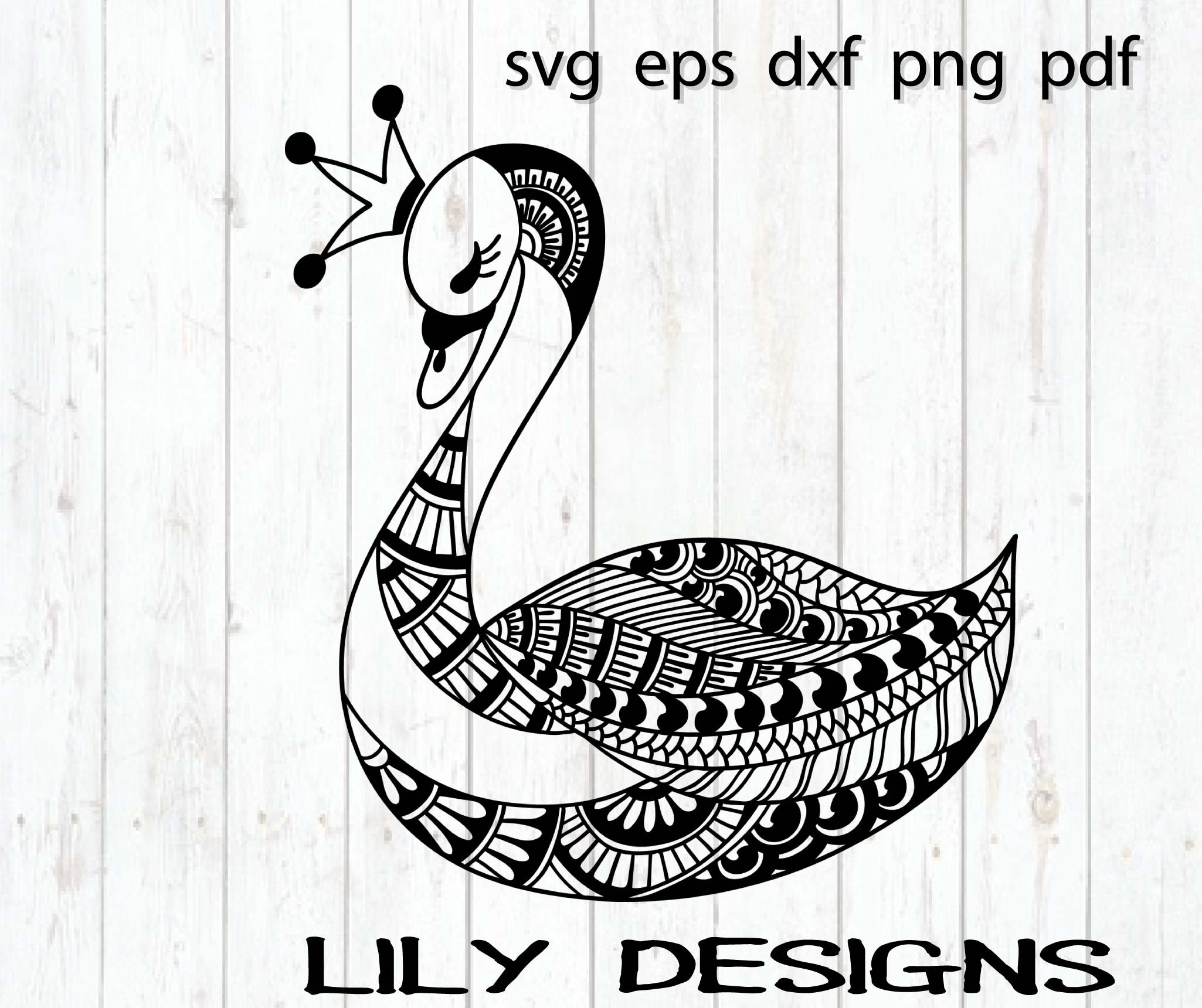 Download Swan svg mandala crown animal die cut royal princess ...