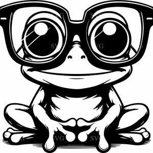 Lustiger Frosch mit Brille SVG, 4 süße Cartoon Frosch Schnittdatei, entzückende Tier Design für DIY Handwerk und Dekor