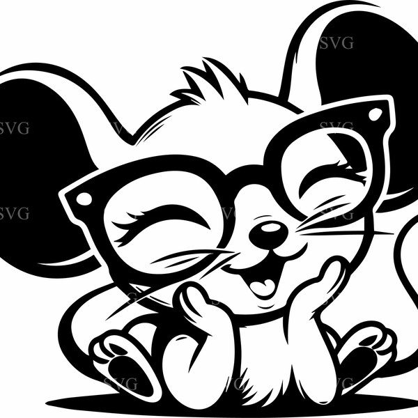 4 Mouse with Glasses SVG Cut File and Happy Mouse Design for Craft Projects