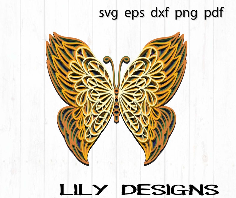 Download 3D Butterfly Mandala SVG Laser Cut File | Etsy