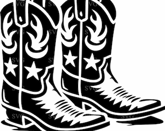 6 Cowboy Boots SVG – Western Cut File for Cricut, Silhouette