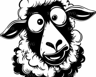 Funny Sheep SVG 4 Cut File, Quirky Cartoon Farm Animal Clipart, Whimsical Sheep Design