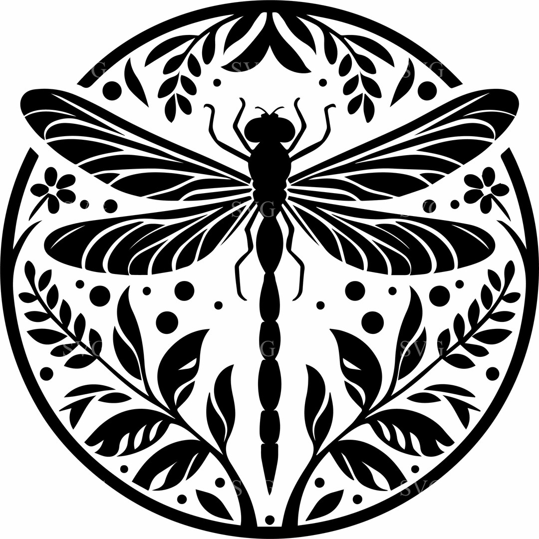 8 Dragonfly SVG – Floral Insect Cut File – Nature Silhouette for Cricut ...