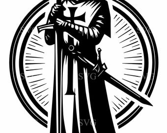 4 Templar Knight SVG – Medieval Crusader Art, Sword & Cross (Digital Download)
