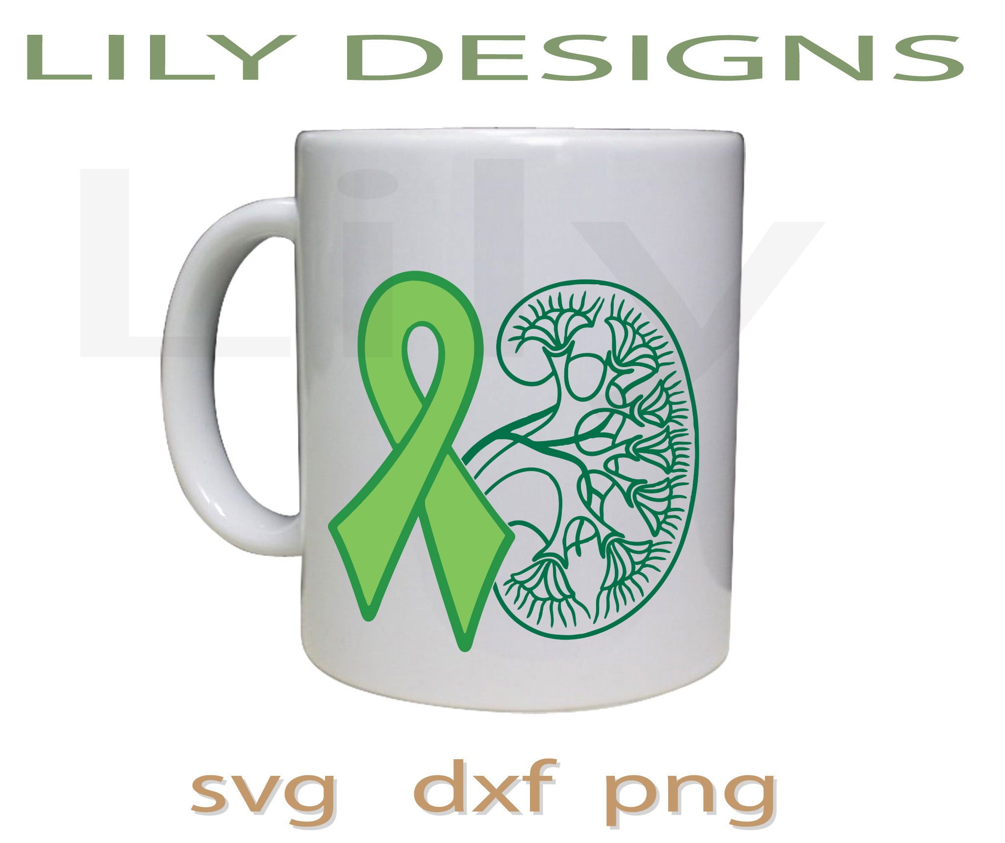 Green Ribbon Kidney Disease Svg Organ Donor World Kidney Day Etsy Canada