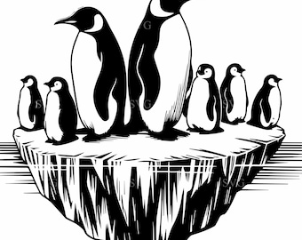 8 Penguin Family SVG – Arctic Animal Clipart, Winter Crafts (Digital Download)