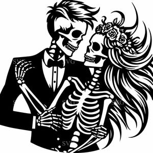 5 Dancing Skeleton Couple SVG, Gothic Halloween Love Cut File