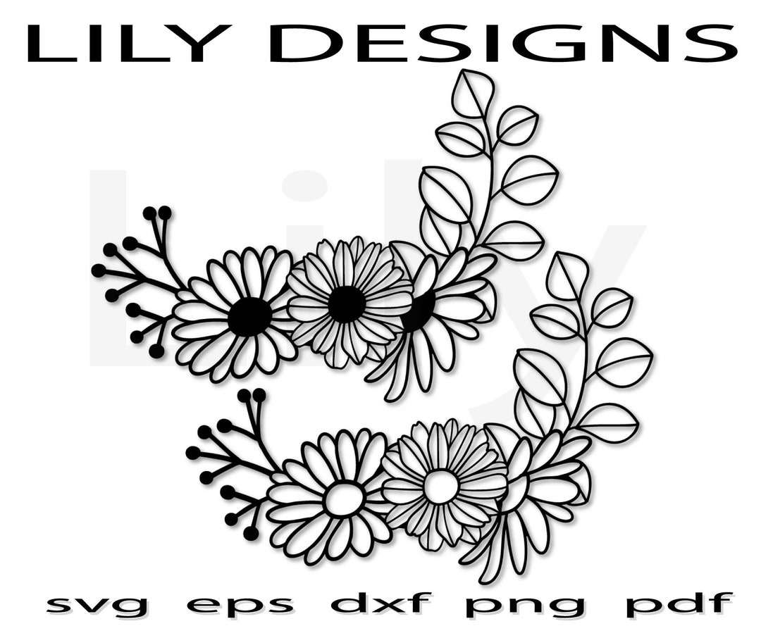 Daisy Flower Swag Svg Floral Corner Bouquet Sunflower Arrangement Png
