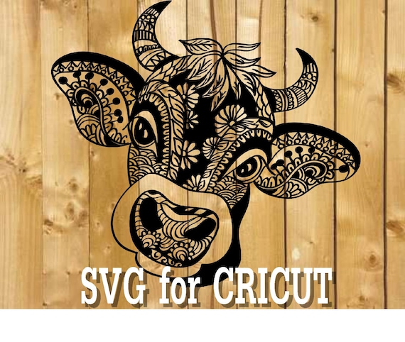 Download Cow Mandala Svg Zentangle Cow Svg Intricate Svg File Etsy