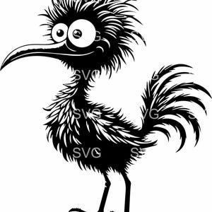 Drôle d'oiseau SVG, 6 fichiers de coupe oiseau duveteux original, dessin animé oiseau des cliparts pour Cricut, Silhouette, conception drôle d'oiseau