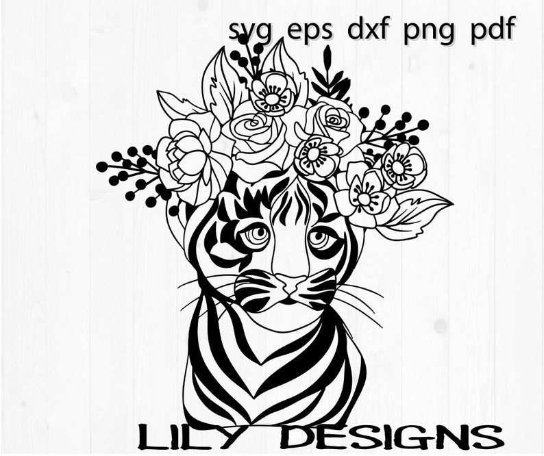 Download Baby Tiger Face with Flower Svg for Cricut for Silhouette ...