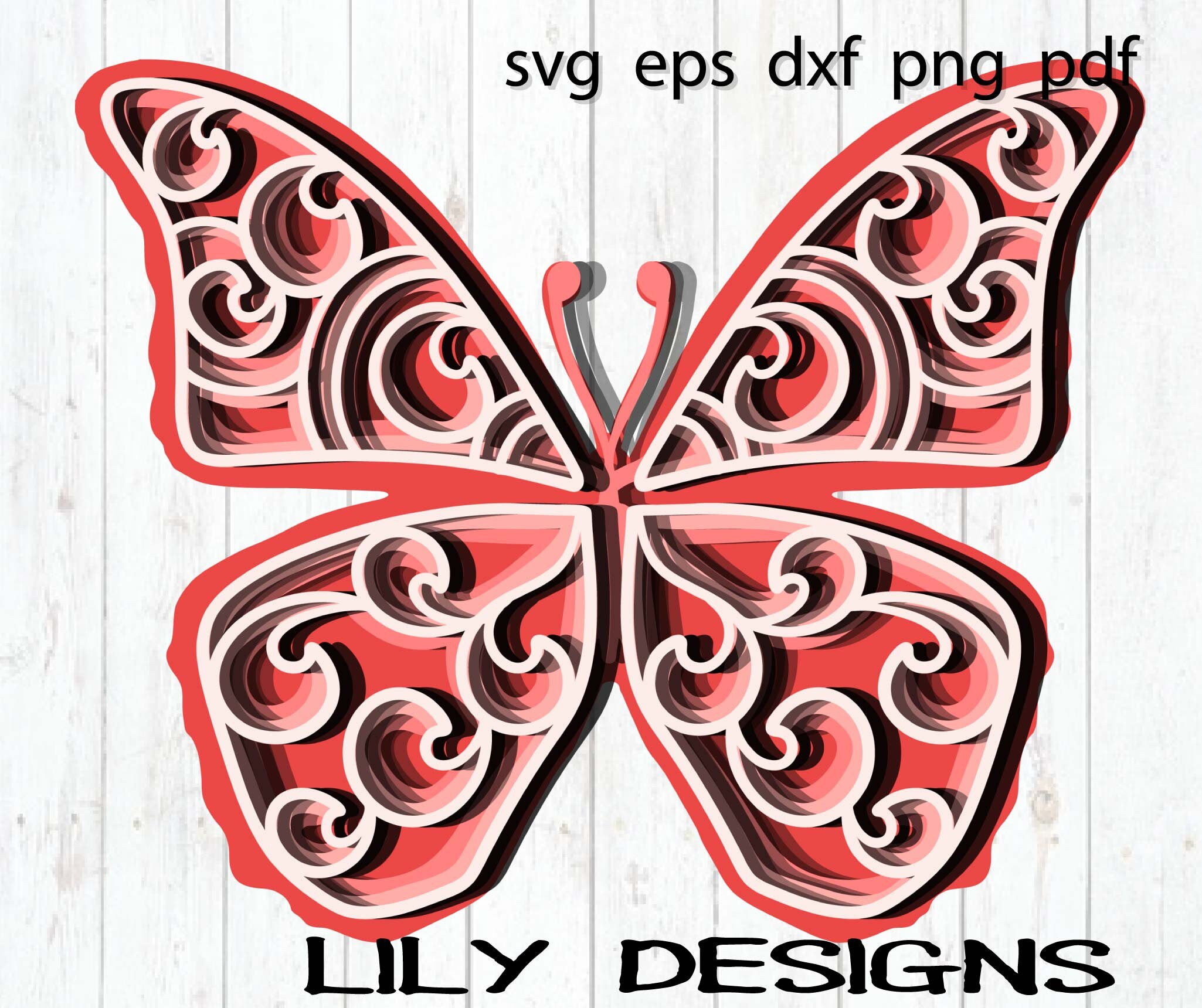 Download 3d Butterfly Wings Svg Multilayer Mandala Wall Art Decor Etsy