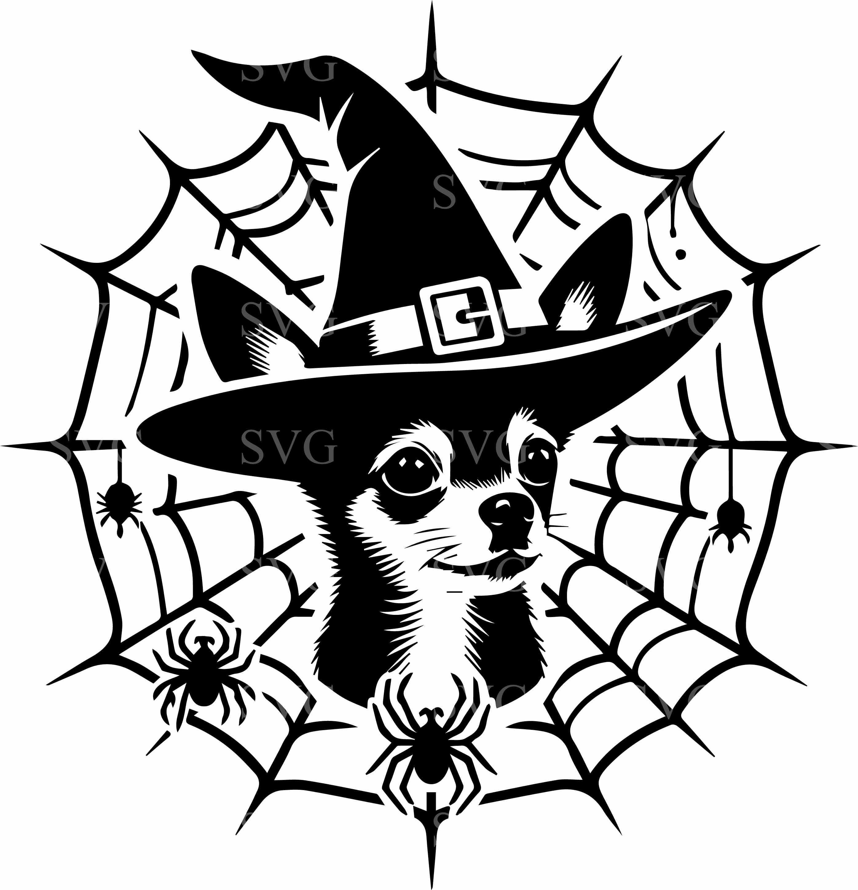 8 Chihuahua Witch SVG 8 Halloween Cut File, Cute Dog With Hat and ...
